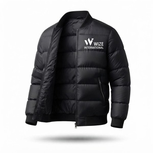 เสื้อแจ็คเก็ตพัฟเฟอร์สีดำสำหรับผู้ชาย WIZE INTERNATIONAL กันลม ปิดด้วยซิป คอตั้ง เสื้อโค้ทลำลองสำหรับฤดูหนาว บุด้วยโพลีเอสเตอร์ - Product Image 3