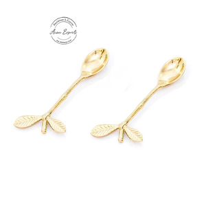 Elegante Juego de Cucharas de Hoja de Oro, Cucharas de Postre de Metal Premium, Cucharas Decorativas para Servir, Vajilla de Lujo Duradera, Listo para Regalo - Product Image 1
