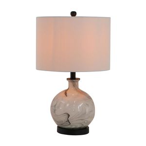 Lampada da tavolo in vetro bianco e grigio 14x14x23 - Product Image 2