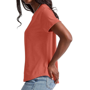 Jersey de Punto 100% Algodón, Cuello Redondo, Personalizado con Impresión, Talla Grande, Verano, para Mujer, Fabricación Directa de Fábrica, OEM - Product Image 2