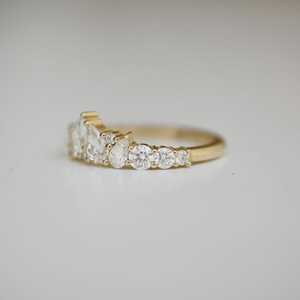 Tiara Diamond Half Eternity Wedding Bands Mix Cut Pear Marquise Lab Grown <b>Cluster</b> Elegant Stackable Rings 14k 18k Gold Wholesale - Product Image 5
