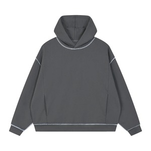 Unisex Light Blue Hooded Sweatshirt Oversized Fit Casual Knitted Cotton Long Sleeve Solid Color Pocket Design Autumn Wear - Product Image 4