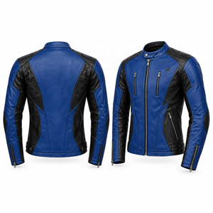 Chaqueta de Motociclista de Cuero Estilo Racer |   Azul Negro Rojo Verde |   Fabricante OEM ODM |   Calidad Premium | - Product Image 3