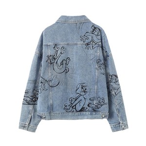 High-Durability Women Denim <b>Jacket</b> | Polyester/Cotton Button Casual Streetwear Quick Dry Eco-Friendly Breathable Spring Summer - Product Image 2