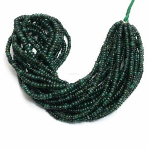 ลูกปัดพลอยสีเขียวมรกตธรรมชาติแบบพรีเมี่ยม16นิ้วรูปทรงกลมเรียบ3-6มม. เครื่องประดับสร้อยคอทำ - Product Image 1