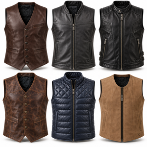 <b>Men's</b> Custom Private Label Leather <b>Vests</b> | Grey <b>Black</b> Burgundy Brown Camel | OEM ODM Manufacturer | Premium Design Quality | - Product Image 5