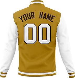 Chaqueta de béisbol universitaria de invierno para hombre, con cuello alto, transpirable, a prueba de viento, en azul oscuro y naranja, 100% algodón. - Product Image 6