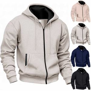 Sweat à capuche zippé pour homme en coton, molleton épais, écologique, coupe confortable, idéal pour le quotidien - Product Image 6