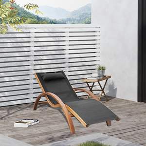 Poltrona Lounge in Legno dal Design Curvo Confortevole per Esterni, Patio, Terrazza e Bordo Piscina con Braccioli in Rete Traspirante - Product Image 2