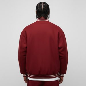 Wholesale Custom Made 100% Wool Canvas Winter Men's Hooded Varsity <b>Jacket</b> High Street Custom Printed Front Logo Breathable - Product Image 2