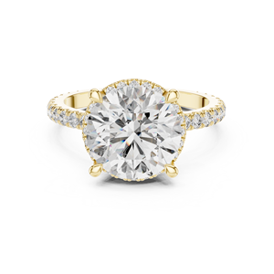 Anillo solitario Halo Elevation con diamante cultivado en laboratorio, halo oculto, para mujer, oro 10k/14k/18k/plata, banda con pavé de piedras, regalo. - Product Image 1