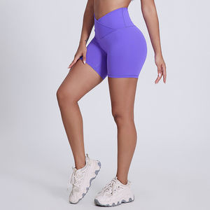 Shorts de yoga en satin taille haute trois-quarts pour femme avec poches, nouvelle couleur unie, printemps-été, fitness, sport, entraînement, course à pied - Product Image 5
