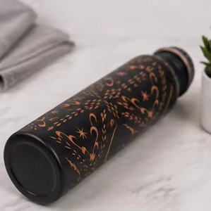 Pure Copper Anti-Corrosion Handmade Hammered Copper Water Bottle with Lids Portable Vintage <b>Drinkware</b> for Travel - Product Image 2