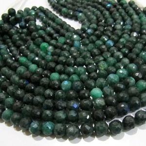 Perles rondes facettées en labradorite verte naturelle de 6-7 mm, brins de 8 pouces de long - Product Image 4