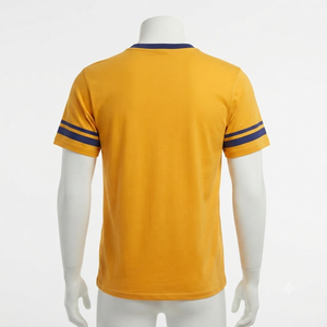 Custom Front Greek Sorority Embroidery Men's Yellow Blue 100% Cotton <b>V</b> Neck Short Sleeve T Shirt Breathable Quick Dry Casual <b>Fit</b> - Product Image 2