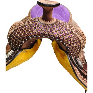 Selle de cheval Western en cuir de qualité supérieure pour la course de baril, disponible en différentes tailles pour adultes - Product Image 3