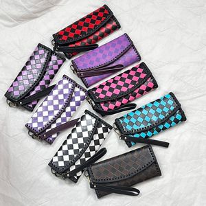 New Handmade Western Purple & Black Checkered Leather Clutch Wallet Cowgirl <b>Wristlet</b> Purse Boutique Fashion Wallet for Women's - Product Image 5