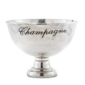 Seau à champagne vintage en acier inoxydable poli, seau à glace, refroidisseur à vin, bol à punch avec base sur piédestal pour bar, hôtel, fête - Product Image 3