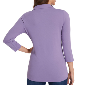 Camisa Polo de Manga Larga para Mujer, Tela de Poliéster, Corte Clásico, Tela Suave, Ropa Casual de Oficina, Proveedor OEM Personalizado para Camisas Polo - Product Image 4