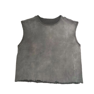 Wholesale Price Sleeveless Shirts High Quality Custom Cotton Blank Distressed T-Shirt Acid Wash Sleeveless T-Shirt Men's - Product Image 5