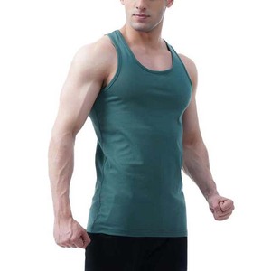 Débardeur sans manches pour homme, couleur turquoise, col rond, tricoté, décontracté, couleur unie, respirant, 100% coton - Product Image 3