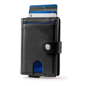 Vintage <b>RFID</b> <b>Blocking</b> Pop up Metal Mens <b>Rfid</b> <b>Blocking</b> Leather Slim <b>Wallet</b> Luxury Custom Wholesale Leather <b>Wallets</b> - Product Image 2