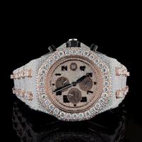 Herren Luxus-Armbanduhr mit Quadratischem Zifferblatt, Diamantbesetzten Zeigern, Analogem Quarzwerk, 41mm Gehäuse und Faltschließe