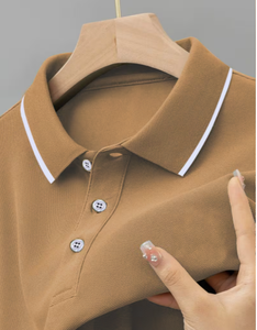 T-shirt pour homme avec logo personnalisé, manches courtes, tricoté, décontracté, boutonné devant, coupe classique, coton et élasthanne, 320g, séchage rapide - Product Image 5