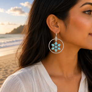 Pendientes de Turquesa Ovalados y Redondos, Joyería de Turquesa Hecha a Mano, Joyería Boho del Suroeste para Mujer, Pendientes de Regalo de Aniversario - Product Image 3