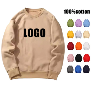 Sudadera de Cuello Redondo para Hombre, 100% Algodón, Color Sólido, Manga Larga, Corte Regular, Informal, para Otoño, con Logotipo Estampado en la Parte Delantera - Product Image 1