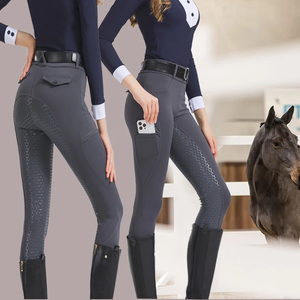 Pantalones de equitación profesionales para mujer Four Seasons, cintura media, cierre de cremallera, silicona antideslizante, resistentes al desgaste, 280g - Product Image 5