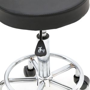 Sgabello da Salone Regolabile di Forma Rotonda con Schienale, Arredamento per Salone Nero - Product Image 5