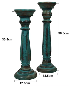 Rustic Distressed Wooden <b>Tall</b> Candlestick Holder Set Decorative Candle Stand for Dining <b>Table</b> Home Wedding Centerpiece Decor - Product Image 3