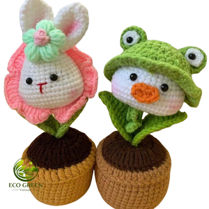 Maceta de ganchillo con forma de animal, hecha a mano, de peluche, estilo Kawaii, adorno, juguete de apoyo emocional, compañero de escritorio, regalo - Product Image 4