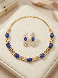 Collection Saphir Eclipse – Ensemble Collier et Boucles d'Oreilles en Or Massif 14K avec Diamants de Laboratoire Taille Brillant Certifiés par un Certificat Tierce Partie – Luxe - Product Image 6