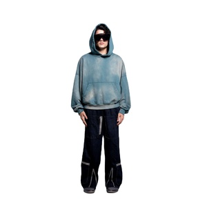 Men's Oversized <b>Tie</b>-<b>Dye</b> <b>Hoodie</b> Regular Fit Gradient Color Cotton French Terry Casual Autumn Wear With Front Pocket - Product Image 3