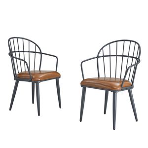 Set da pranzo marrone per interni con gambe in metallo imbottite (set da 4) - Product Image 5