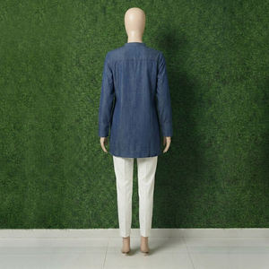 Camiseta Larga de Franela a Cuadros de Algodón/Fibra de Bambú Transpirable para Mujer, Tallas Grandes, Tops Deportivos con Botones Antiarrugas - Product Image 2