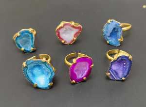 Vintage Druzy Gemstone <b>Ring</b> for Girls European American Asian Indian Style Premium Quality Alloy <b>ring</b> Natural <b>Crystal</b> Stone Gift - Product Image 6