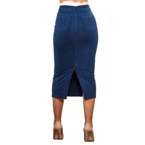 Jupe crayon élégante taille haute style européen pour l'été, jupe en jean stretch moulante mi-longue sexy pour femmes - Product Image 6