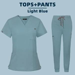Conjunto de Uniforme Médico para Mujer, Tejido, ODM, con Múltiples Bolsillos, Blusa y Pantalones, Uniformes de Hospital con Logotipo Personalizado - Product Image 2