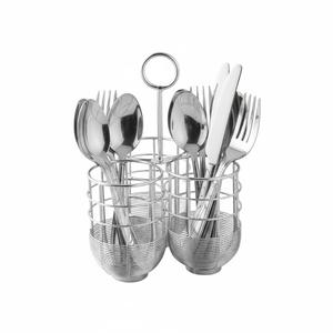 Support et porte-couverts classique en métal doré, forme ronde, pour comptoir de cuisine, en acier inoxydable, pour cuillères, fourchettes et vaisselle - Product Image 6