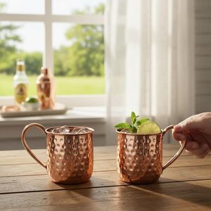 Modern Copper Moscow Mule <b>Mugs</b> Designed For Cold Beverage Service Elegant Addition To Kitchen Bar And Party Hosting - Product Image 1