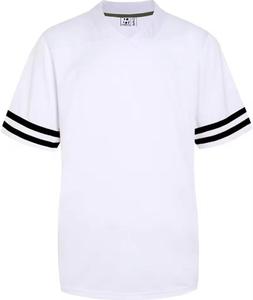 T-shirt blanc à manches courtes pour homme, col rond, avec bordure noire, coupe classique, décontracté, respirant, imprimé par sublimation, en coton tricoté - Product Image 1