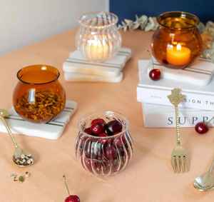 ชามแก้วใส่ของหวาน ชามมาต์ก้า ชามแก้วตกแต่งสำหรับของหวาน ชามแก้วใส่ของหวานคุณภาพพรีเมียม สีเหลืองอำพัน ชามแก้วใส ภาชนะแก้วใส - Product Image 2