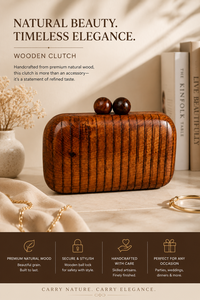 Bolso de mano de madera pulida hecho a mano, forma rectangular, con asa, para fiestas, eventos, bodas, diseño moderno, patrón sólido - Product Image 5