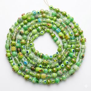 10 Hilos de Cuentas de Vidrio Verde Claro de 8 Pulgadas, Multitamaño/Multiforma para la Fabricación de Joyas, Decoración y Manualidades - Product Image 1