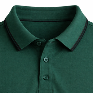 Camiseta Polo Personalizada para Hombre, Algodón Piqué Verde, Cuello y Puños con Ribete en Contraste, Fabricante OEM ODM de Marca Privada - Product Image 5