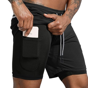 Custom Logo <b>Men</b> 2 In 1 Running <b>Shorts</b> <b>Compression</b> Liner Gym Fitness <b>Shorts</b> Quick Dry Sports <b>Shorts</b> Wholesale - Product Image 1