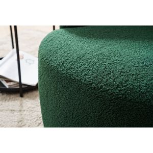 Fauteuil pivotant en tissu Teddy vert foncé avec anneau métallique noir en poudre pour salon - Product Image 5